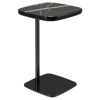 Nero Marquina Marble & Lacquered Metal Side Table by Pradi for Pradi Handicraft For Sale