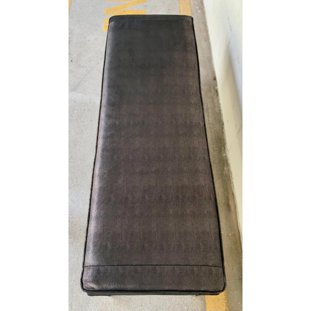 Modern Caracole Couture Modern Bronze Faux Shagreen Leather Bench For Sale - Image 3 of 4