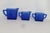 Mid 20th Century Hazel Atlas Cobalt Blue Glass Chevron 3pc Set 2 Creamers and Sugar Bowl For Sale - Image 9 of 12