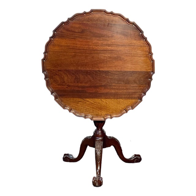 Late 20th Century L & J. G. Stickley Mahogany Pie Crust Tea Table With Flip Top For Sale