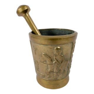Large Mid-Century Solid Bronze Mortar and Pestle, Europe C. 1950–1970 For Sale