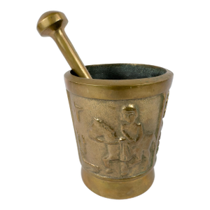 Large Mid-Century Solid Bronze Mortar and Pestle, Europe C. 1950–1970
