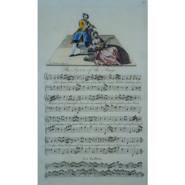 Antique 18th Century George Bickham Illustrated Sheet Music Stage Syren Loves Bacchanal, Framed - Set of 2 For Sale - Image 4 of 11
