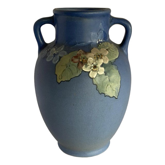 Antique Arts & Crafts Hand-Painted Art Pottery Vase by Weller Pottery For Sale