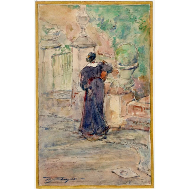 Walter Shirlaw Impressionist Spanish Landscape With Figure For Sale - Image 4 of 4