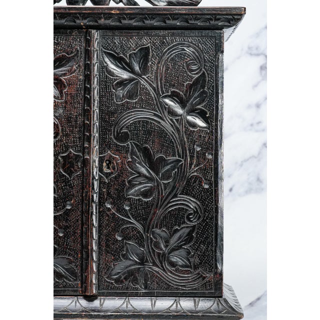 Wood 19th Century Hand Carved Wood Miniature Cabinet Chest of Drawers Victorian Jewelry Keepsake Storage For Sale - Image 7 of 17