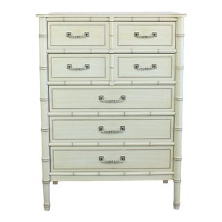 Vintage Faux Bamboo Chest of Five Drawers For Sale