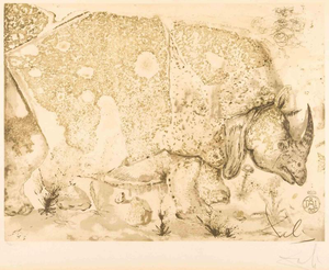 Salvador Dalí­, Surrealist Lithograph of Rhinoceros, Edition 163/275, 1970, Lithograph