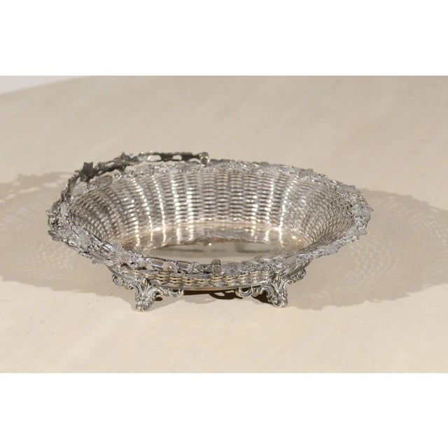 Silver English 19th Century Silverplate Pierced Bread Basket For Sale - Image 8 of 12
