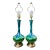 Vintage 1960s Ceramic Drip Glazed Green Blue Brass Table Lamps - a Pair For Sale
