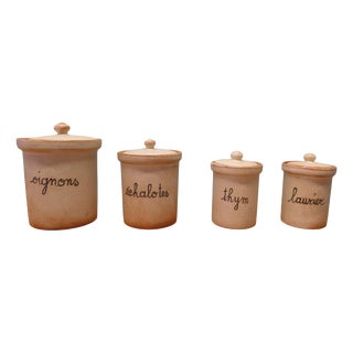 French Earthenware Spice Crocks Storage Set, 1960, Set of 4 For Sale
