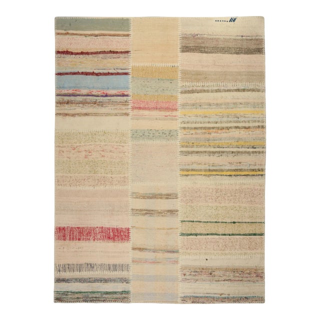 Rug & Kilim’s Patchwork Kilim in Polychromatic Stripes For Sale