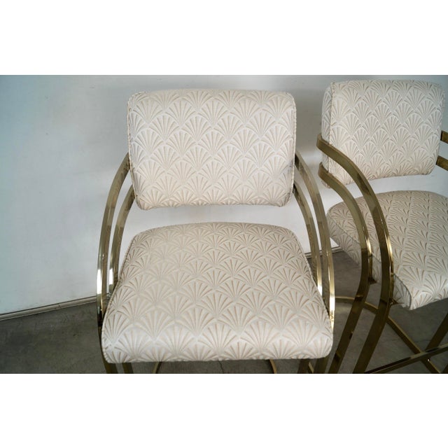 Brass 1980’s Art Deco Hollywood Regency Brass Bar Stools - A Pair For Sale - Image 8 of 12