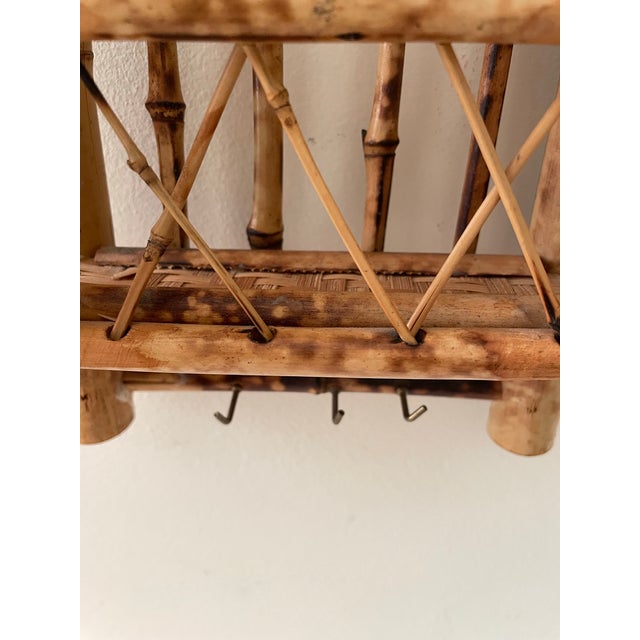 Vintage Scorched Bamboo Boho Wall Shelf Organizer For Sale In Chicago - Image 6 of 8
