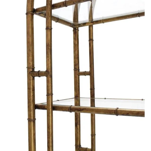 Mid-Century Modern Faux Bamboo Arch Shape Glass Shelves Etagere For Sale - Image 6 of 8