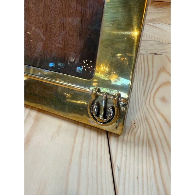 Modern Vintage Gucci Brass Picture Frame With Equestrian Emblem For Sale - Image 3 of 7