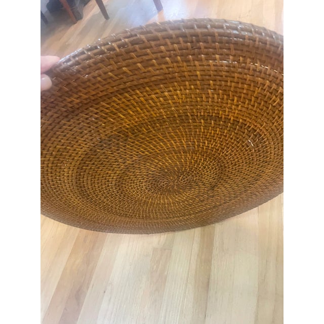 2010s Large Round Woven Rattan Tray For Sale - Image 5 of 10
