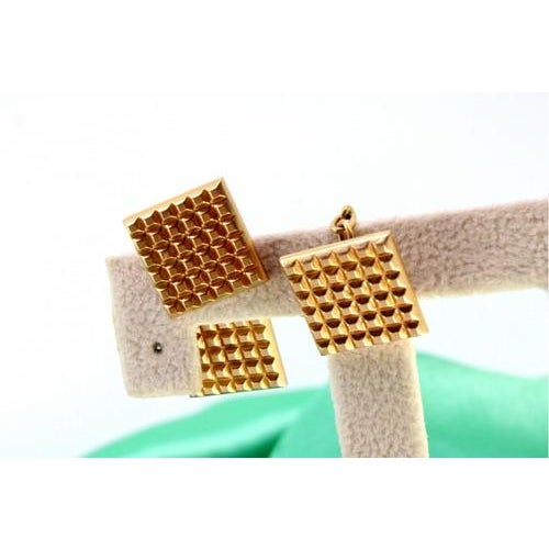 Yellow Gold Cufflinks in Square Shape, Set of 2 For Sale - Image 3 of 7