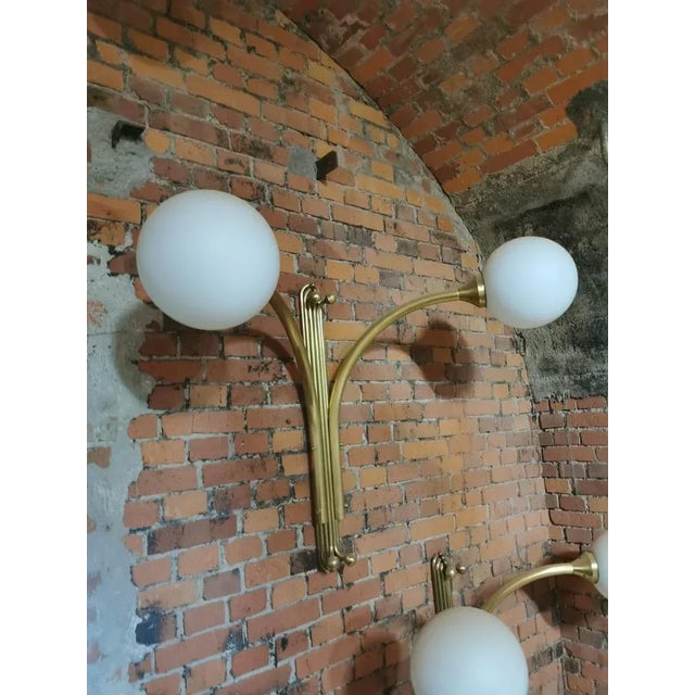 Mid-Century Sconce in Metal & Milk Glass For Sale - Image 4 of 13