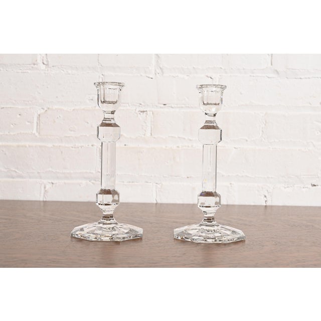 Tiffany & Co. Clear Crystal Candlesticks, Pair For Sale - Image 9 of 9