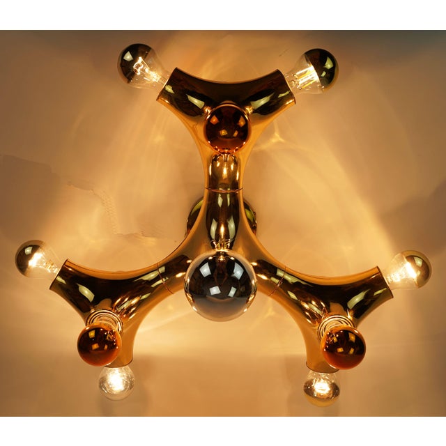 Space Age Sputnik Gemini Ceiling Light in Gold-Colored Plastic from Cosack Leuchten, 1970s For Sale - Image 14 of 18
