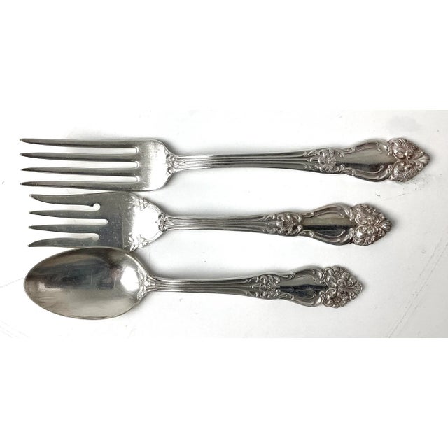 Reed and Barton Silverplated Tiger Lily Flatware Place Setting for 6 Plus 2 serving spoons, one slotted spoon and one...