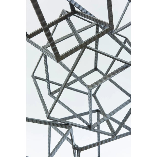 Monumental Steel Cube Stacked and Angled Tall Sculpture For Sale - Image 10 of 11