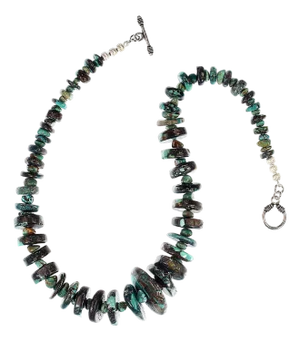 Ajd 18 Inch Turquoise and Black Matrix Necklace