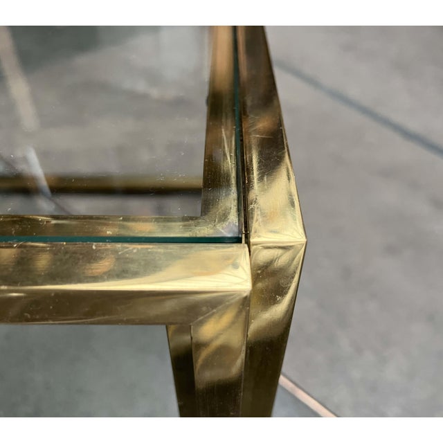 Hollywood Regency French Brass and Glass Cube Side Tables from Maison Charles, 1970s, Set of 2 For Sale - Image 12 of 18