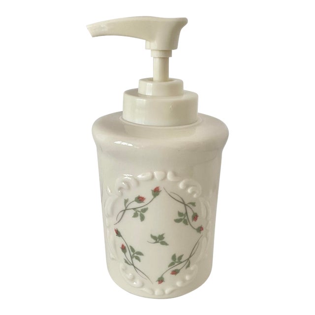 Late 20th Century Lenox Rose Manor Porcelain Soap/Lotion Dispenser Pump Bottle Excellent Condition. For Sale