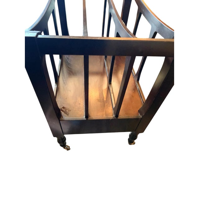 Late 20th Century A Bombay Company Dark Wood Magazine Rack With a Drawer and Casters. For Sale In Little Rock - Image 6 of 7