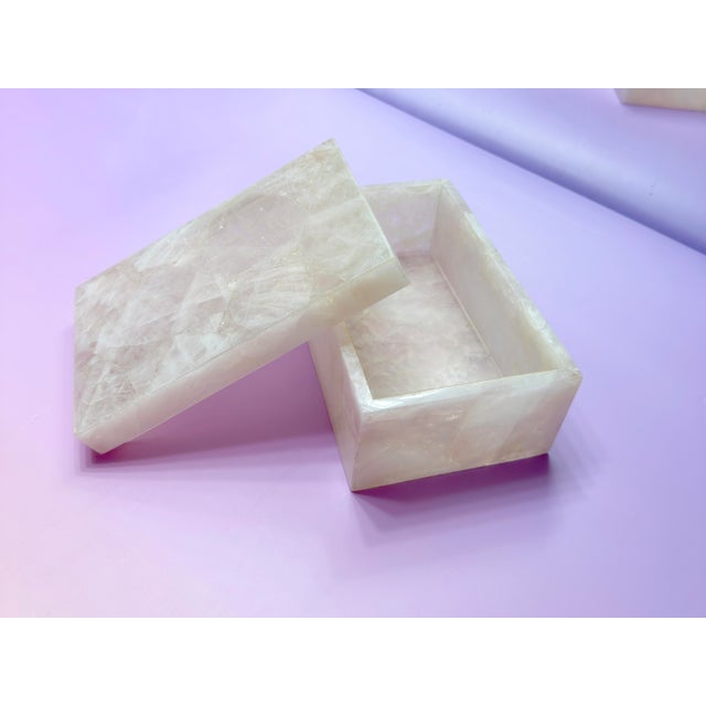 2020s Premium Rose Quartz Large Jewelry/Accessory Box / Ships From New York For Sale - Image 5 of 6