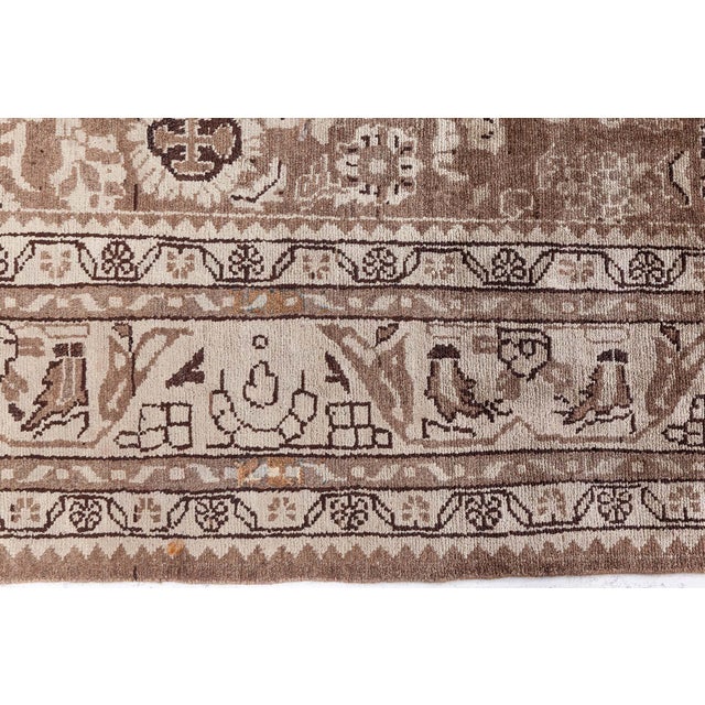 Textile 1930s Persian Malayer Brown Handwoven Wool Rug For Sale - Image 7 of 9