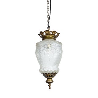 Large French Ornate Hall Lantern with Floral Designs, 1890s For Sale