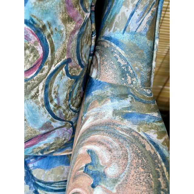 A Pair of Vintage Mid Century / Hollywood Regency Upholstered Lounge Chairs. Circa 1970s For Sale - Image 14 of 18