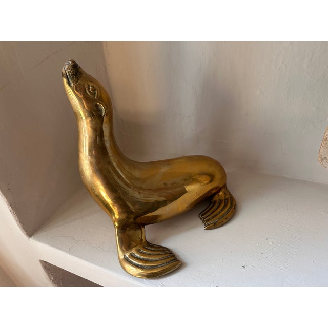Mid-Century Brass Seal Sculpture, Europe, 1960s For Sale - Image 4 of 13