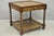Vintage Baker Furniture Barley Twist Oak & Burlwood Parquetry Inlay Single Drawer Square Lamp Side Table. Circa Mid 20th...