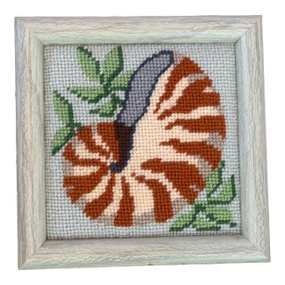 Small Vintage Nautilus Shell Needlepoint For Sale
