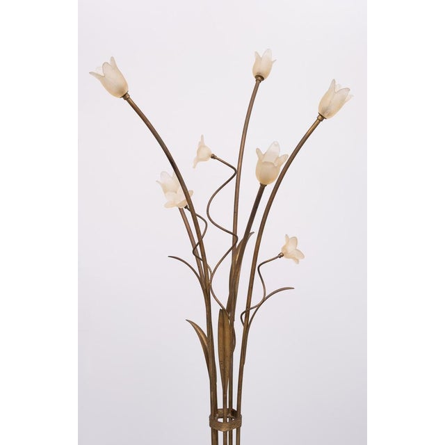 Hollywood Regency Gold Flower Shaped Floor Lamp, 1980s For Sale - Image 10 of 11