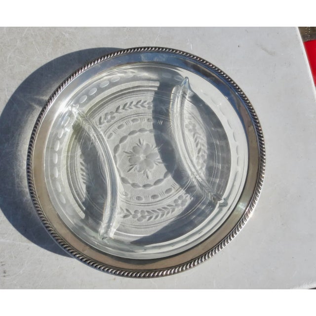 Mid-Century Modern Wallace Sterling Rimmed Cut Glass Serving Dish For Sale - Image 3 of 5
