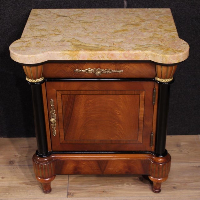 20th-Century Italian Bedside Tables with Marble Top, 1980s, Set of 2 For Sale - Image 4 of 12