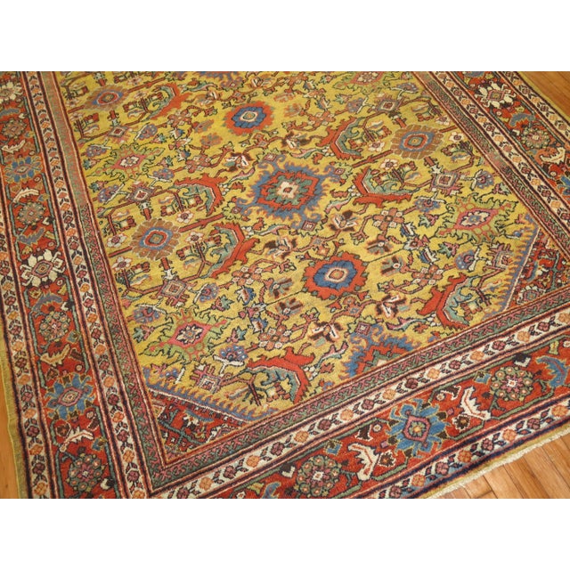 Early 20th Century Goldenrod Traditional Antique Persian Mahal Rug For Sale - Image 5 of 6