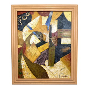 Alena Kalen Modern Geometric Original Abstract Oil Painting Cubist Reverie” Coa