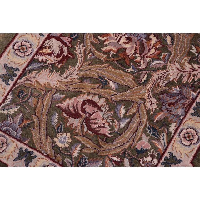 Shabby Chic Shabby Chic 1990's Pak-Persian Green/Beige Wool Rug - 2'0'' X 4'2'' For Sale - Image 3 of 9