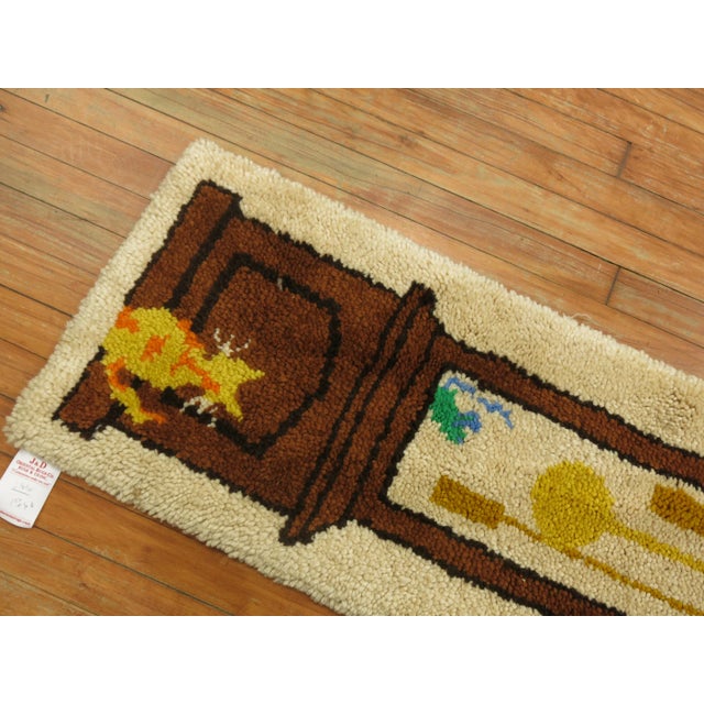 Textile Grandfather Clock Vintage Rug - 1'5" x 4'8" For Sale - Image 7 of 8