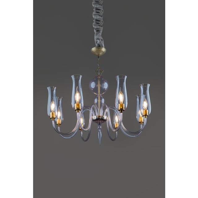 Mid-Century Modern Art Deco Murano Glass Chandelier by Flavio Poli for Seguso Vetri Darte, 1950s For Sale - Image 3 of 14