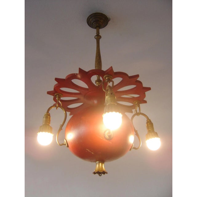 Extremely rare, original art nouveau chandelier or pendant lamp 'granate apple'. Manufactured about 1900s, berlin,...