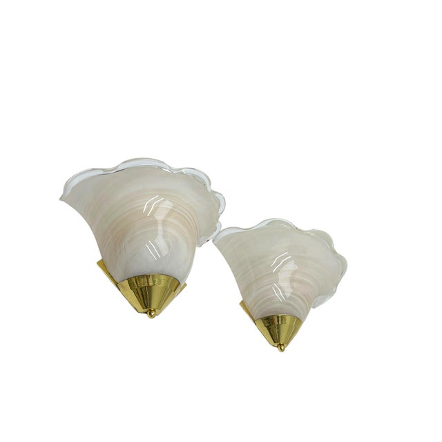 Shell Shaped Glass Wall Lights in the style of La Murrina, 1980s, Set of 2 For Sale - Image 12 of 13