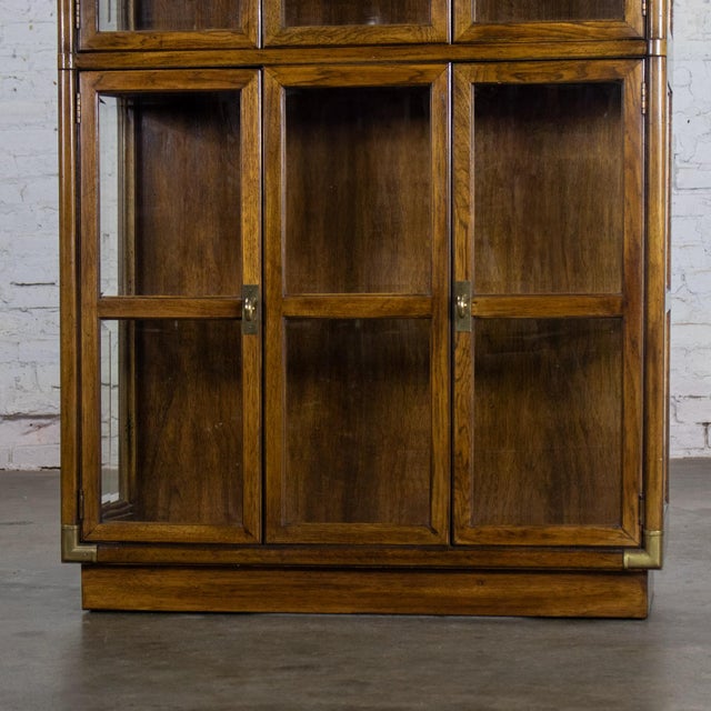 Late 20th Century Campaign Style Oak Curio Cabinet by Drexel Heritage Accolade II Collection For Sale - Image 12 of 18