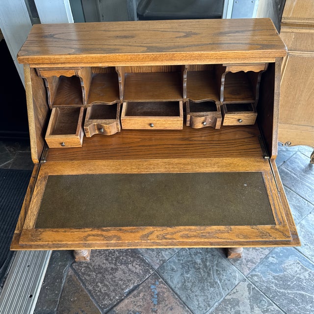 Jacobean Tiger Oak Wood Secretary, Antique For Sale - Image 10 of 12